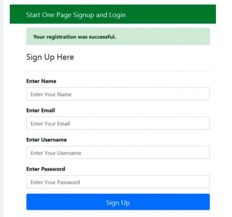 Create Signup and Login in One Page