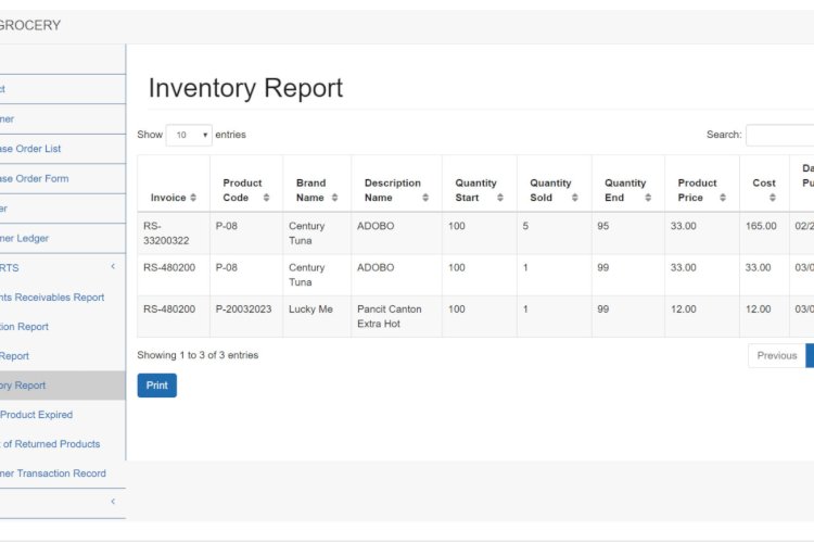 Sales and Inventory System for Grocery Store